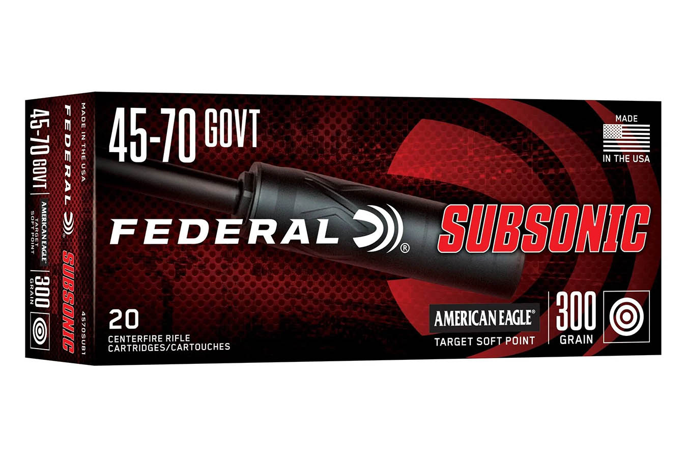 FEDERAL AMMUNITION 45-70 Govt 300 gr Target Soft Point American Eagle Subsonic 20/Box